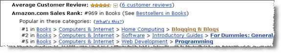WordPress For Dummies getting GREAT reviews and rankings on Amazon.com!